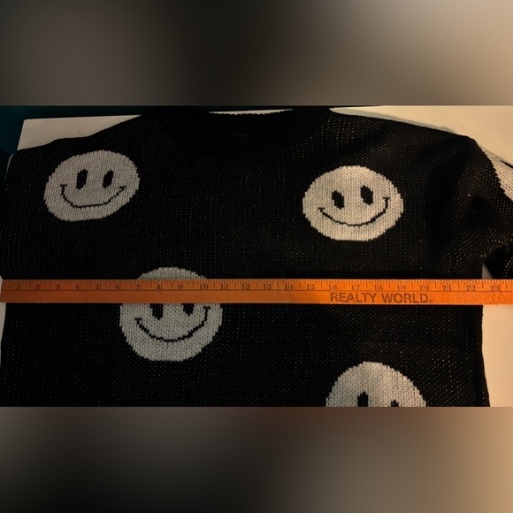 Just Polly New York Chic Black Smiley Face Sweater - Picture 4 of 4
